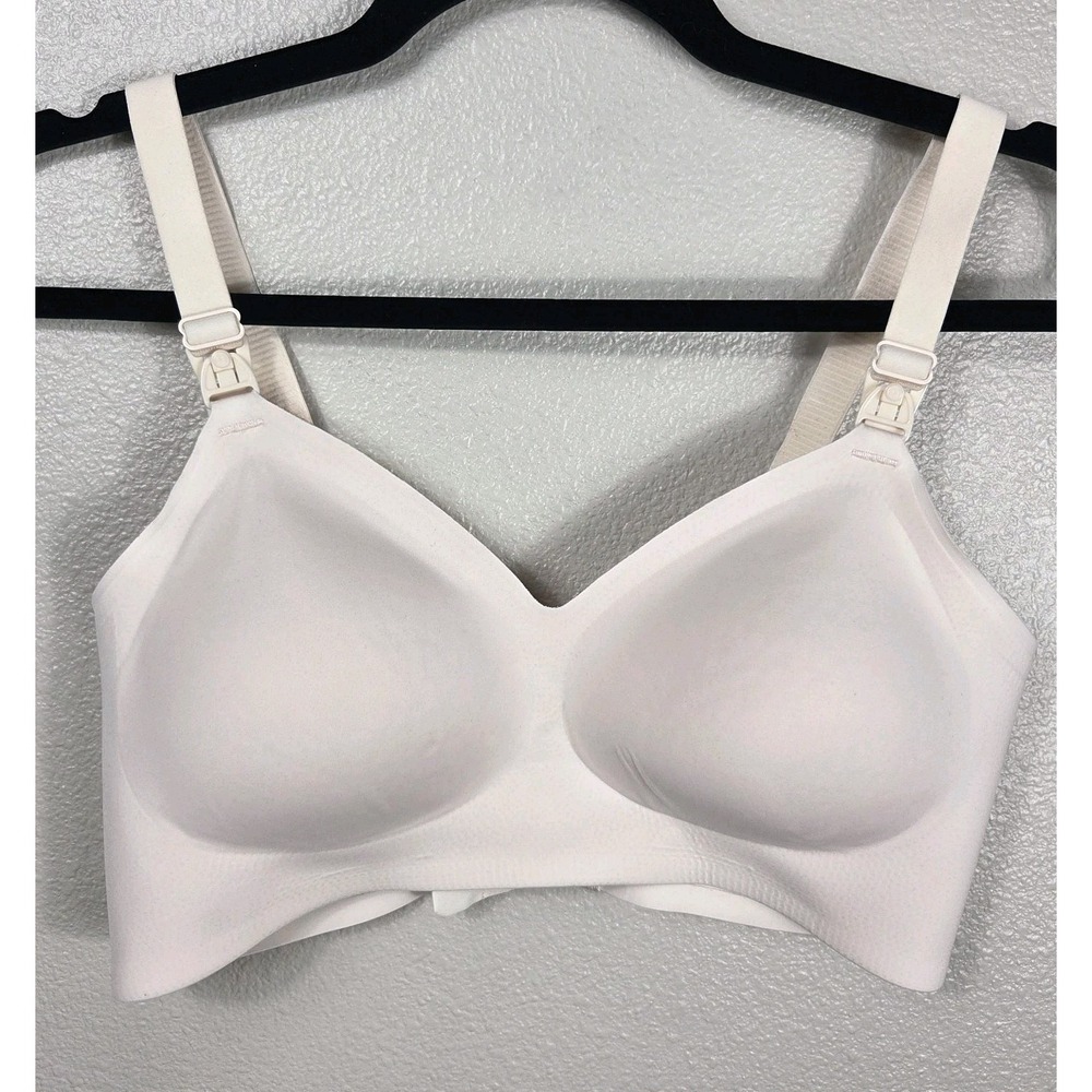 Momcozy Seamless Nursing Bra Wireless Maternity Breastfeeding Pale Beige Size L